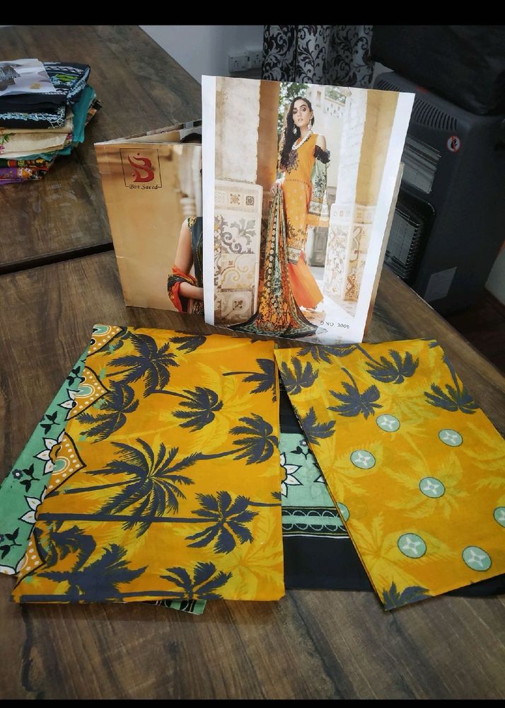 Tropical Print Dress Material Stitched