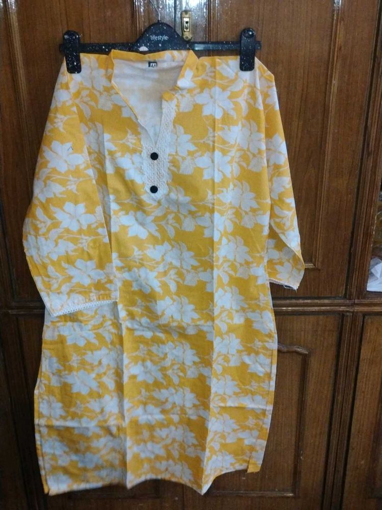 Yellow Floral Print Kurta