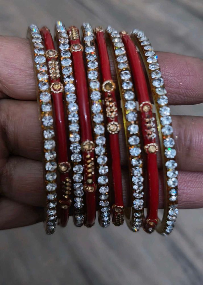 Sparkling Red &amp; Crystal Bangles