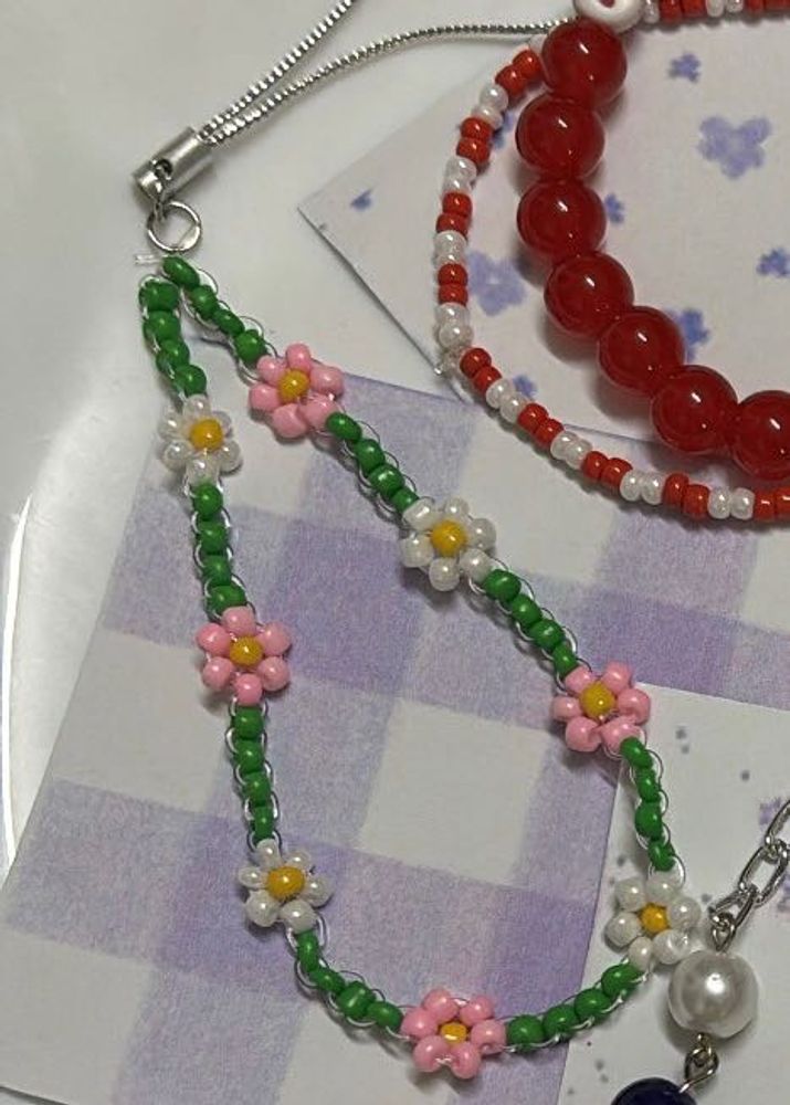 Beaded Flower Phone Charm