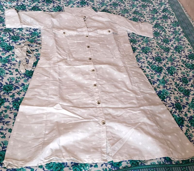 Silver Colour Knee Length Shirt