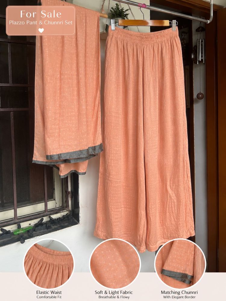 Peach Palazzo Pant &amp; Chunri Set