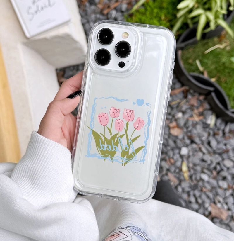 Cute Tulip Clear Phone Case for IPHONE 16