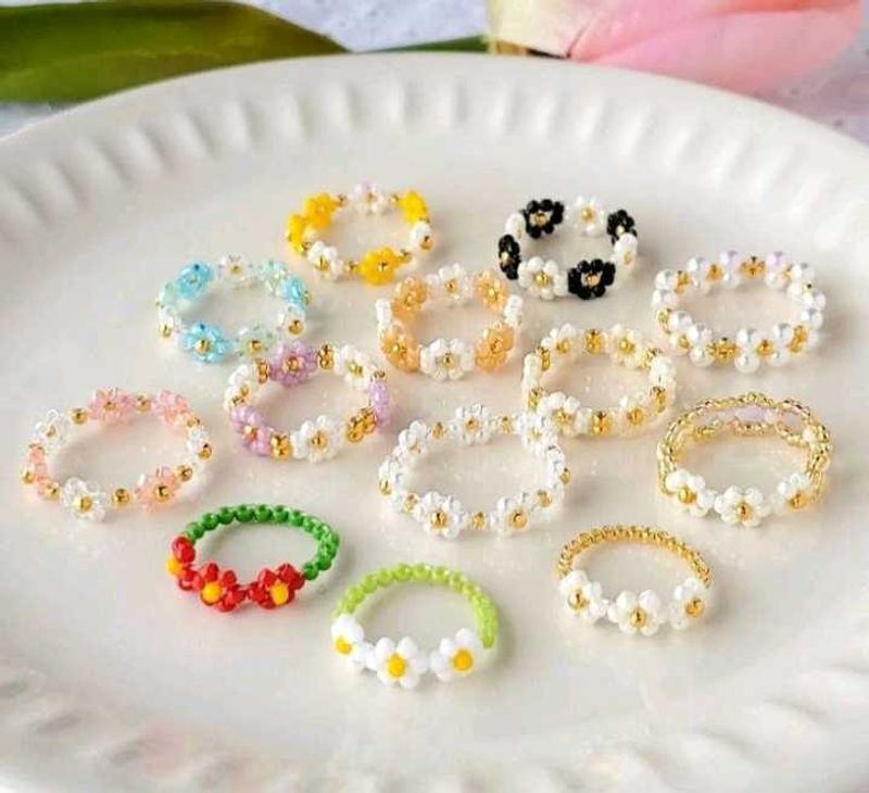 Flower Beaded Rings