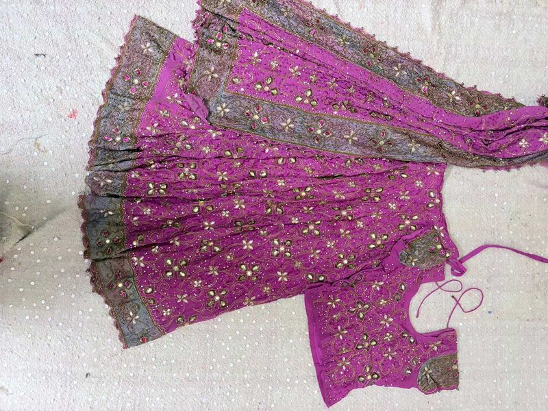 y2k Embellished Purple Lehenga Choli Set