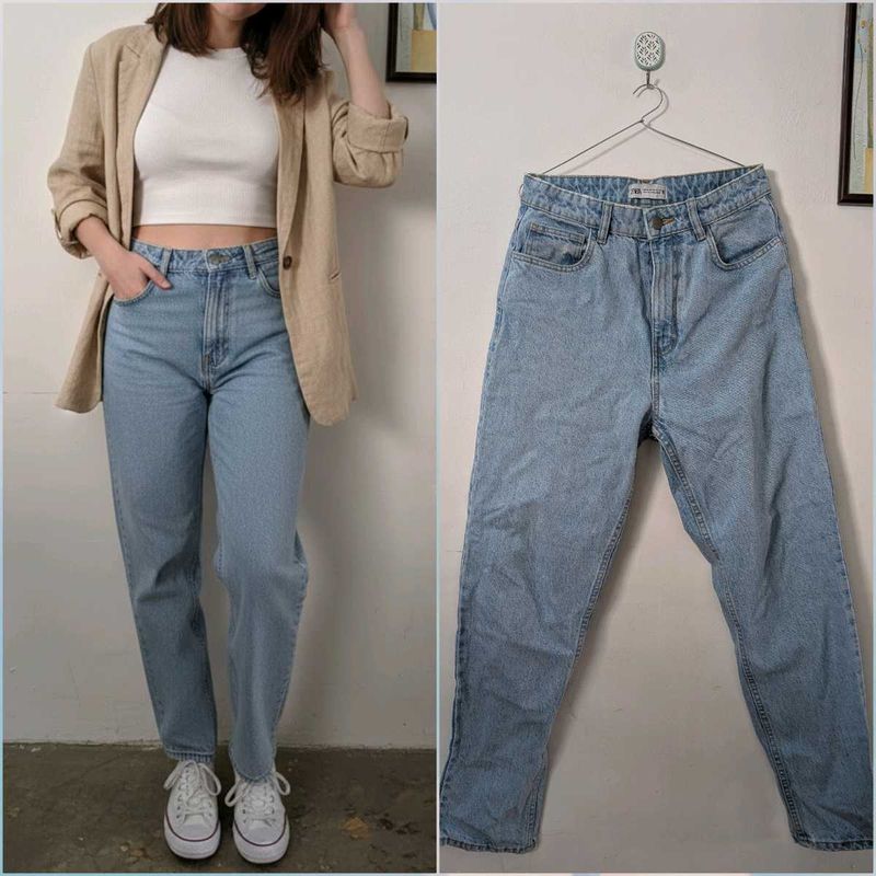 Zara Light Wash High Waisted Jeans