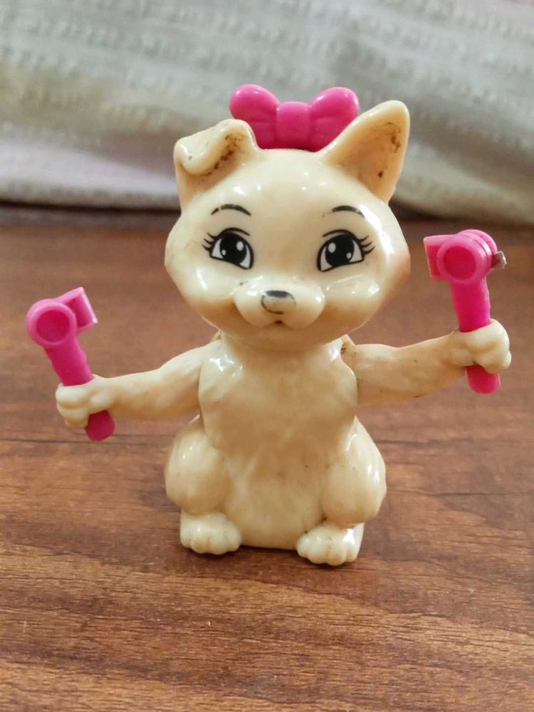 Cute Cat Toy Figure with Pink Accessories