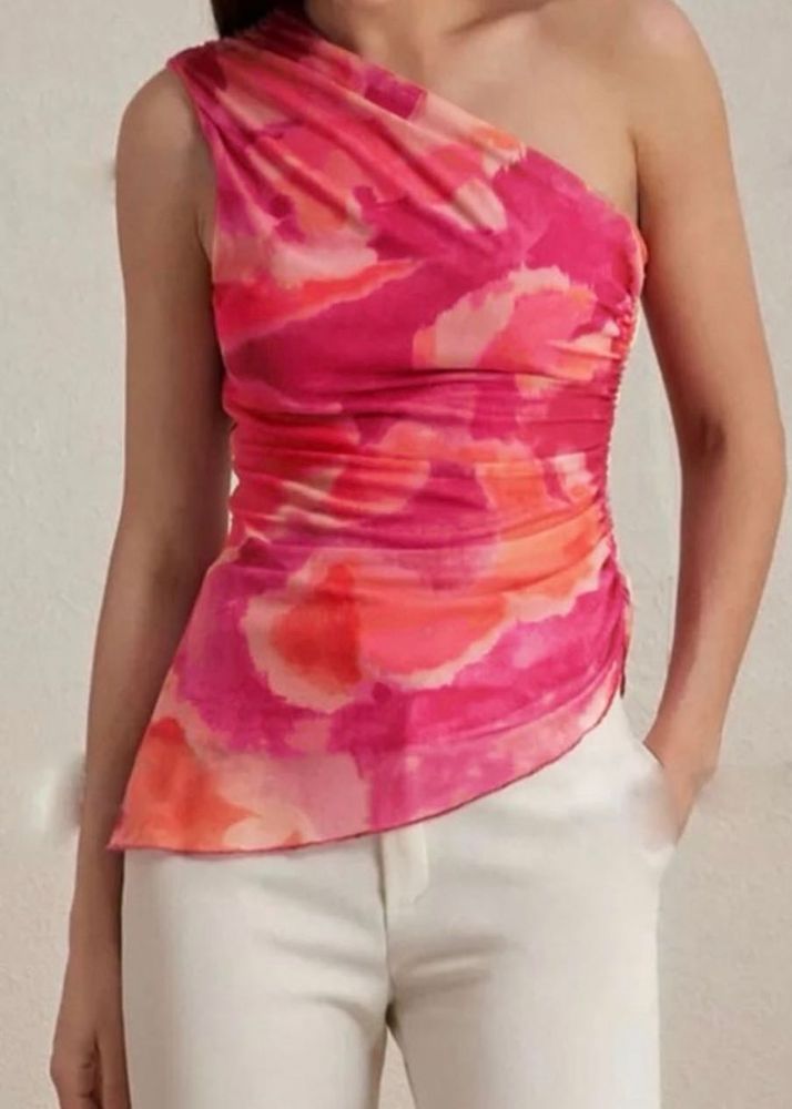 Vibrant One Shoulder Ruched Top