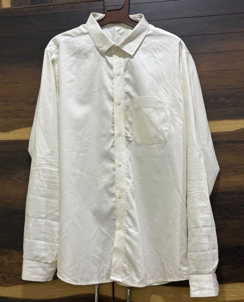 Cream color shiny suit shirt