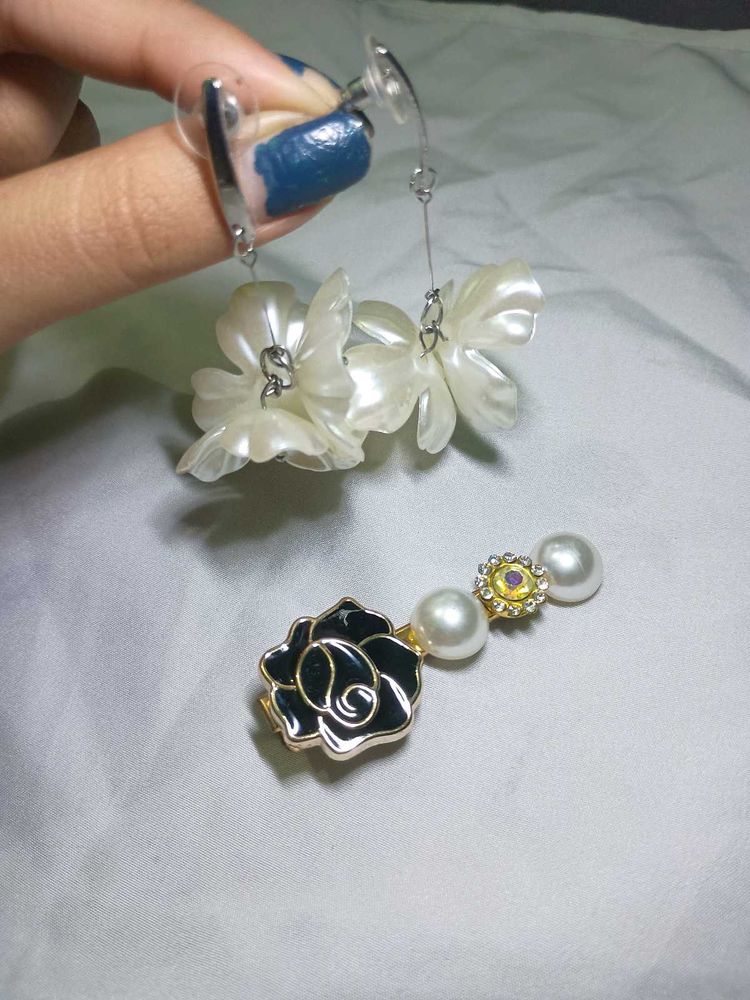 Floral Drop Earrings &amp; cute hair clip