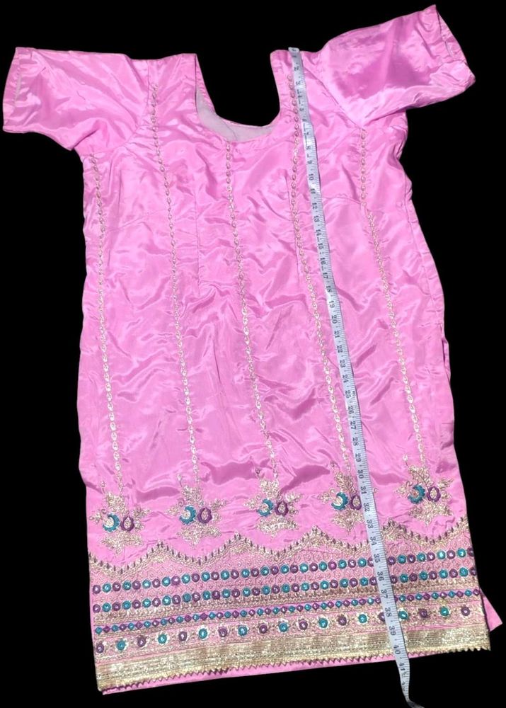 Pink Embroidered Women's Salwar Suit Set with Dupa