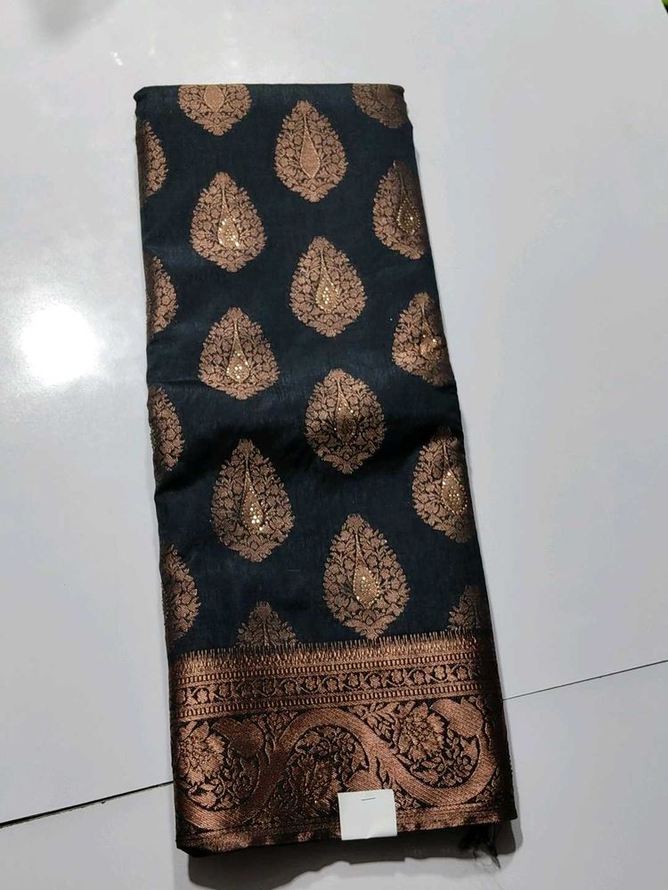 Elegant Dark bule Banarasi Silk Saree
