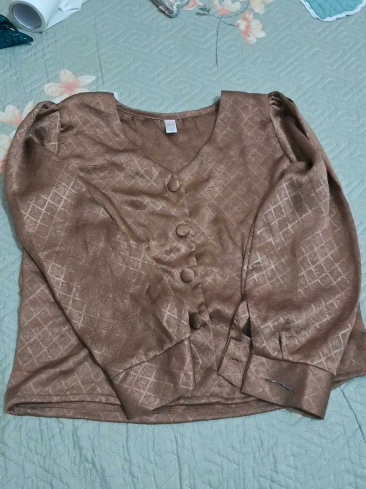 Elegant Brown Textured Blouse