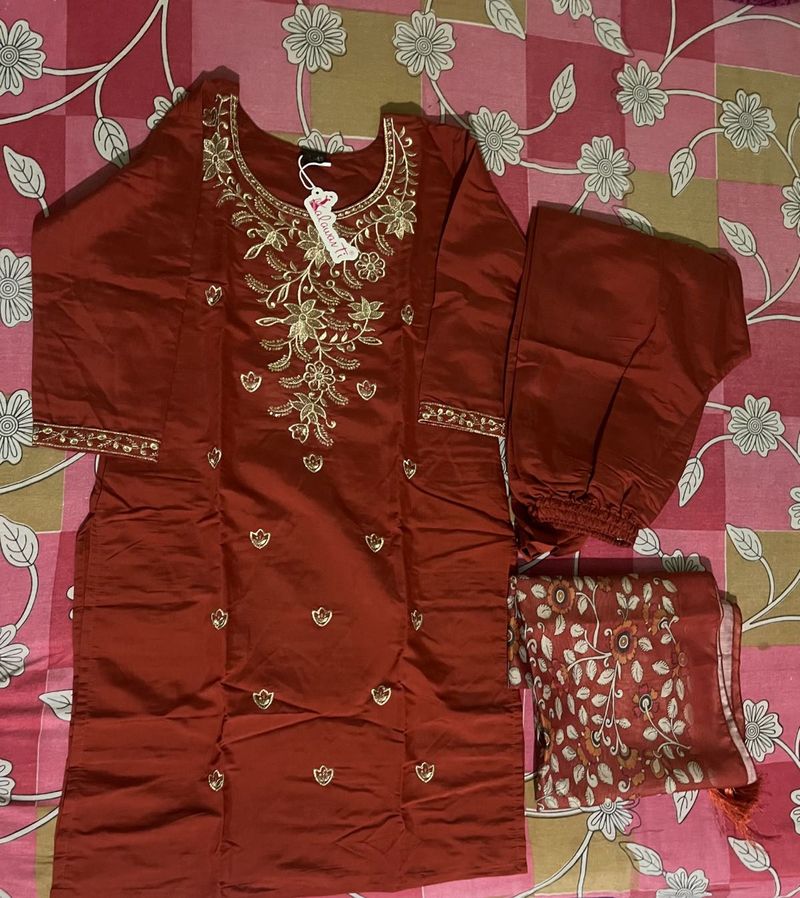 Embroidered Kurta Set with Dupatta