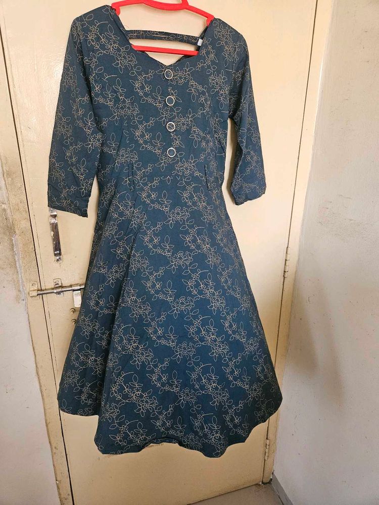 Blue dresswith Floral Print