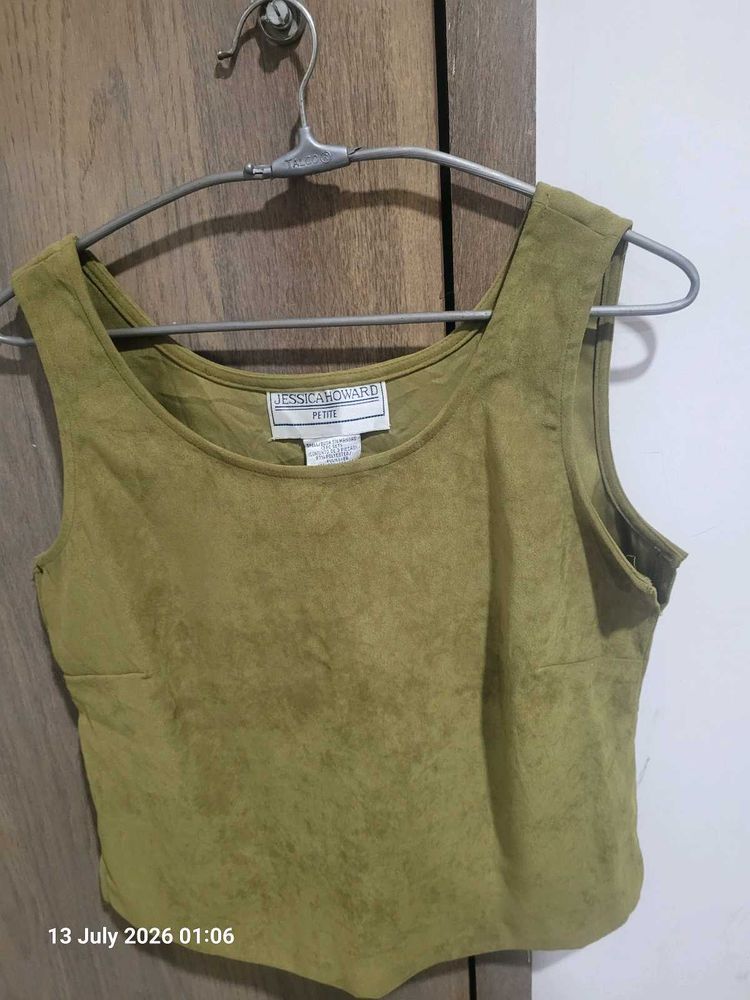 Jessica Howard Petite Olive Green Top