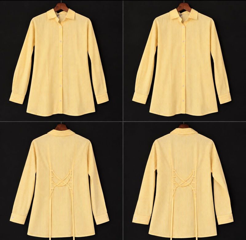 Yellow &amp; White Pinstripe Corset Back Shirt