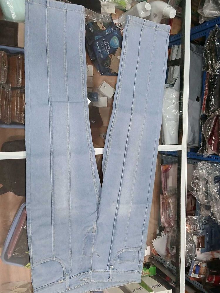 Light Wash Seamed Denim Jeans