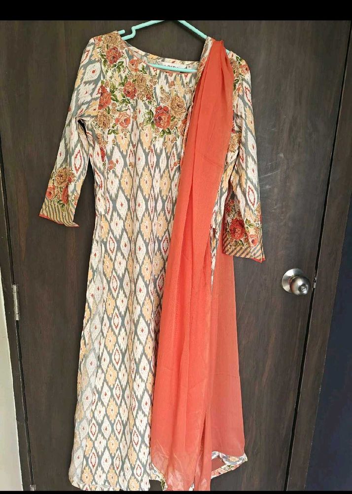 Biba Printed Kurta Set with Dupatta