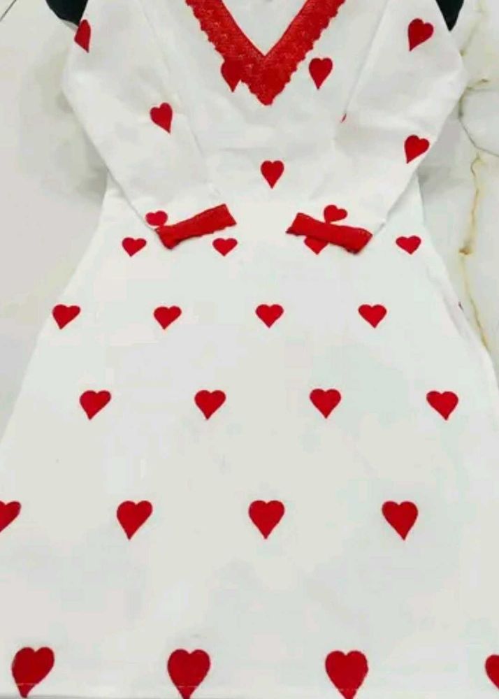 White Kurta with Red Hearts