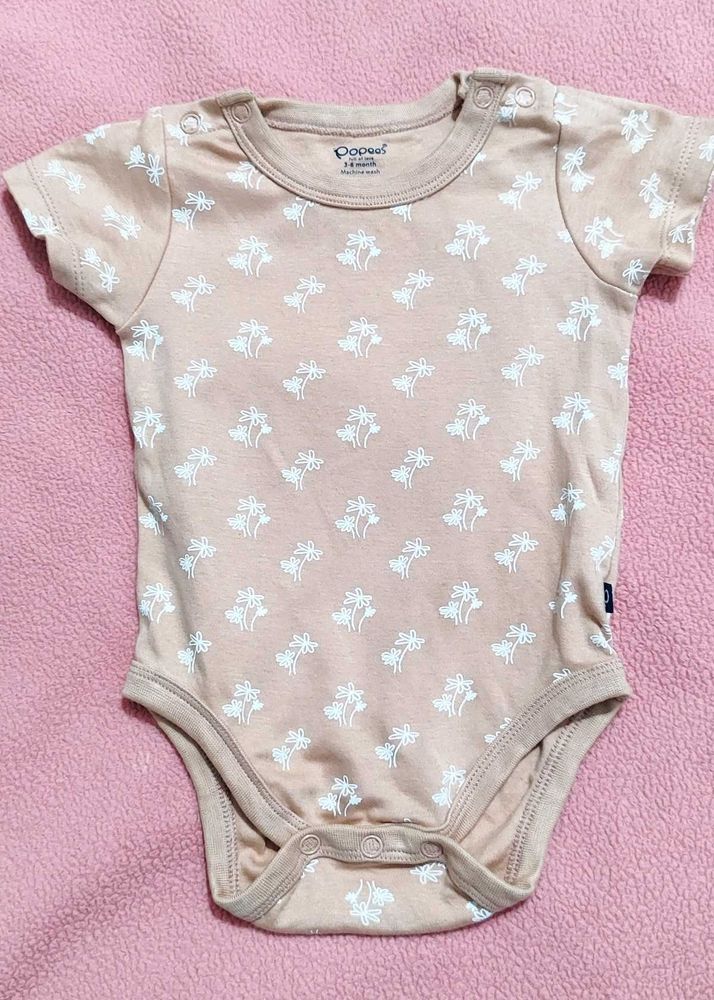 popees brown cotton onesie 0-3 M Like New