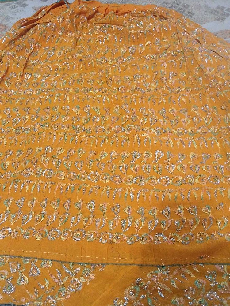 yellow Embroidered girl kids lehenga choli