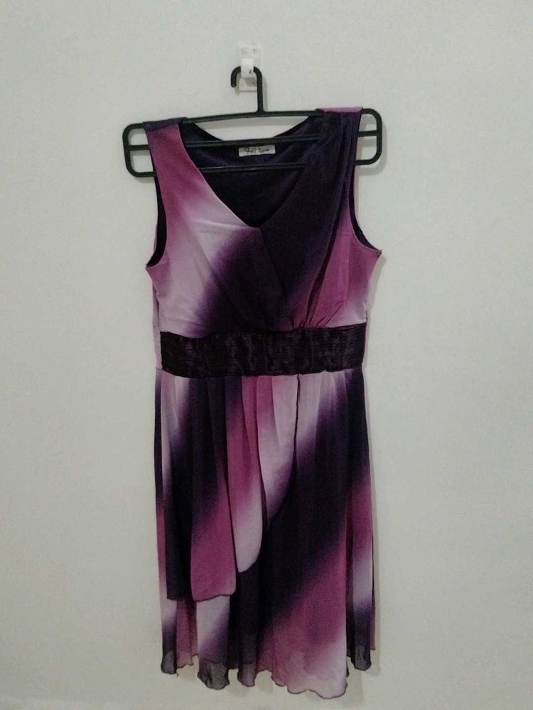Purple Ombre V-Neck Dress