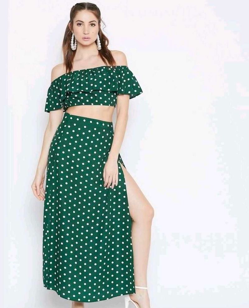 Lavender Off-Shoulder Crop Top &amp; Skirt Set