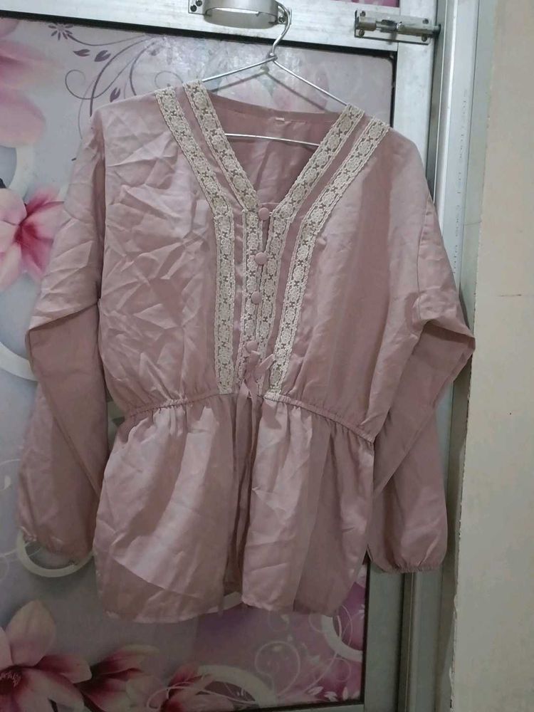 Chic Lace Trim V-Neck Top