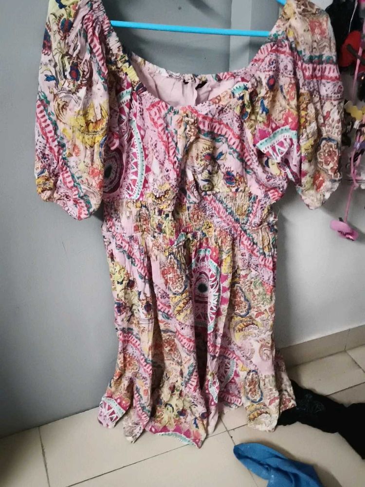 Boho Floral Print Mini Dress