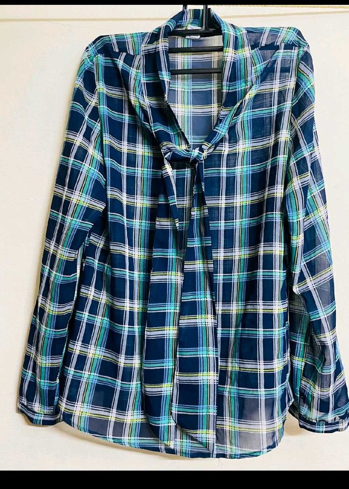Chic Plaid Bow Blouse