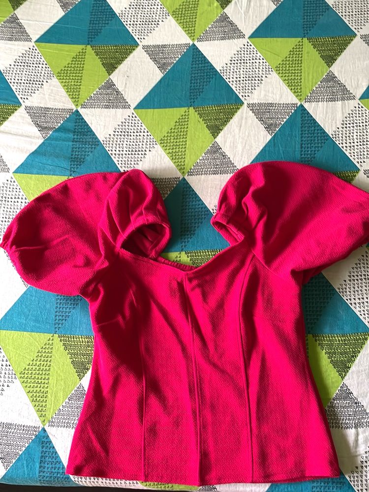 Fuchsia Puffed Sleeve Top