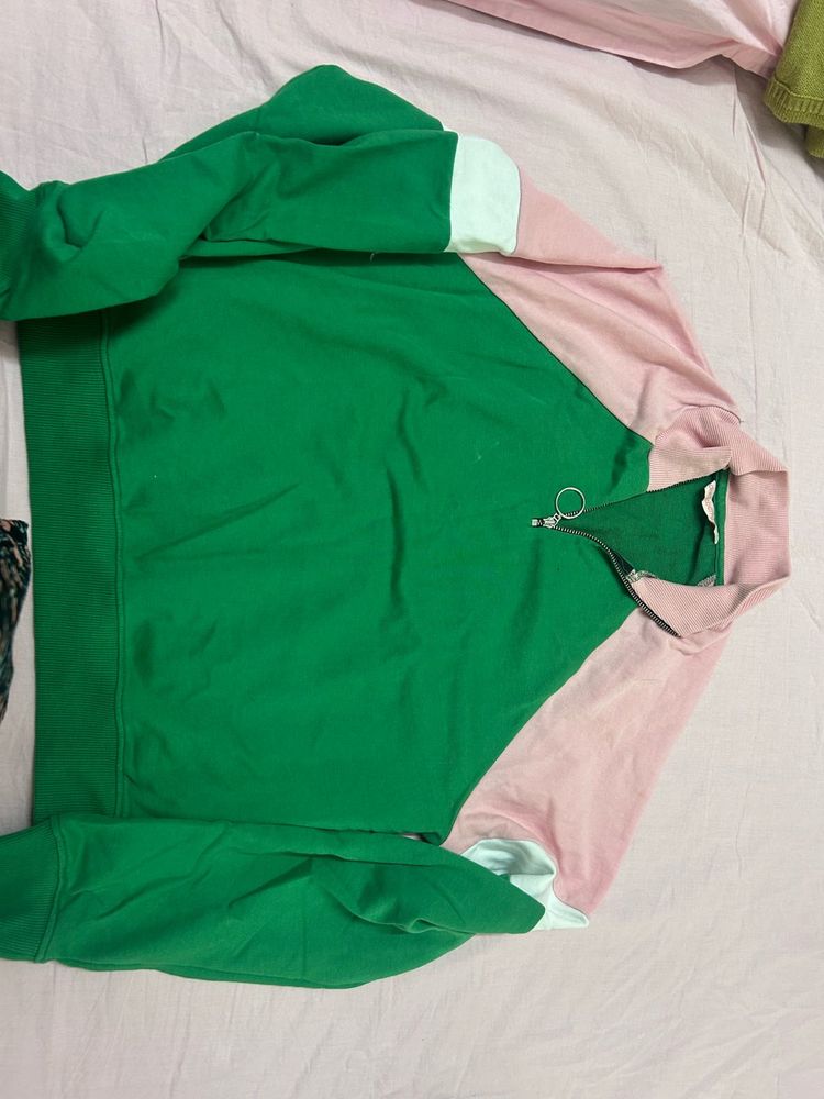 Dressberry Colorblock Zip-Up Sweatshirt