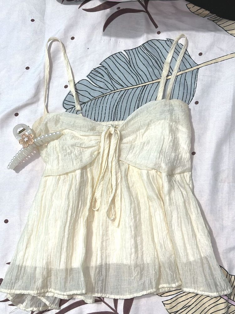 Cream Crinkle Cami Top