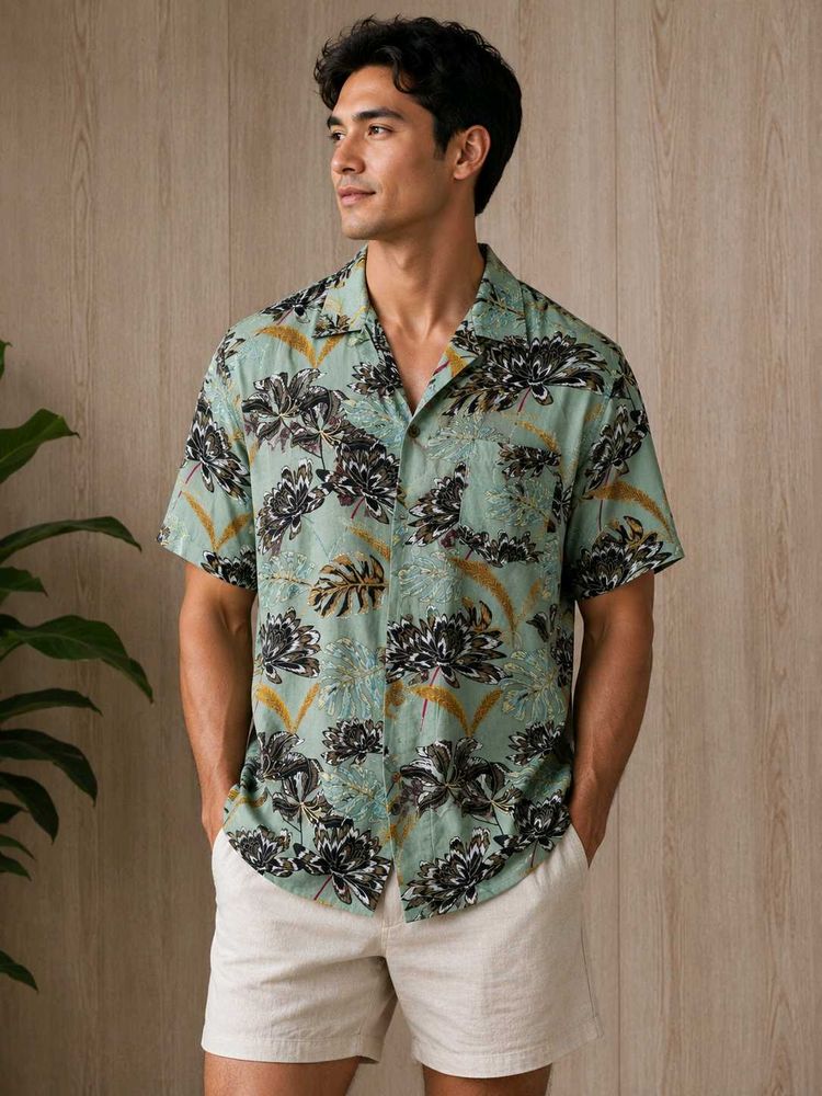 Men's Floral Print Short Sleeve Shirt