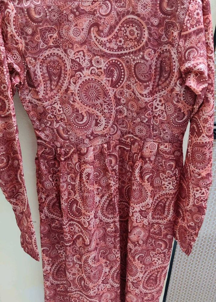 navratri Paisley Print rust long kurti