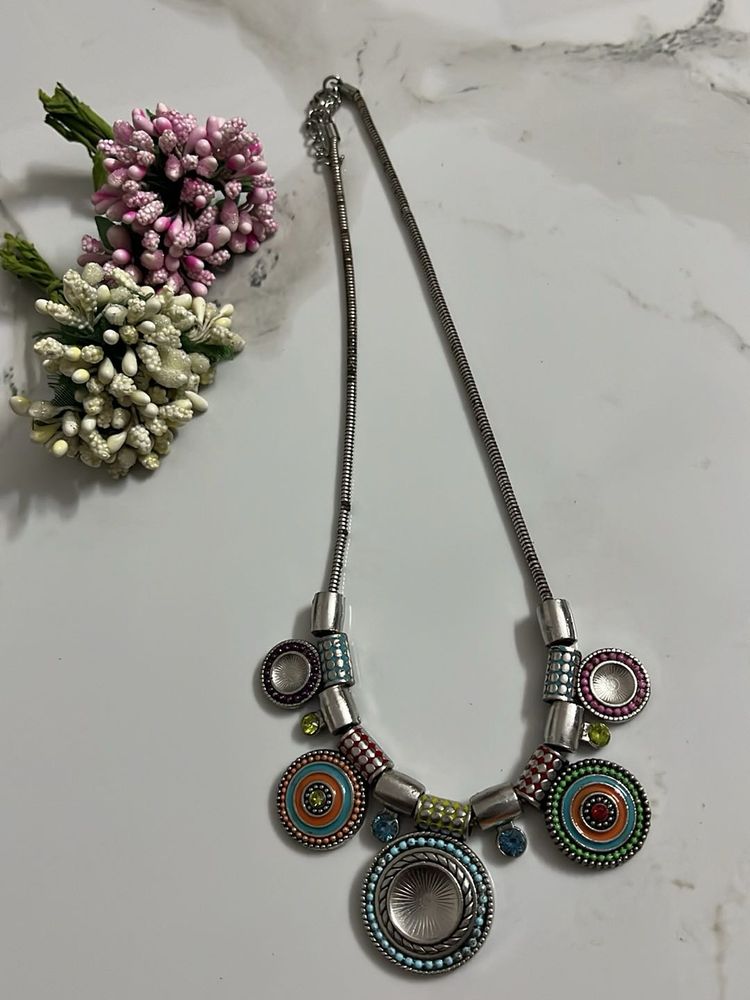 Statement Necklace with Colorful Accents