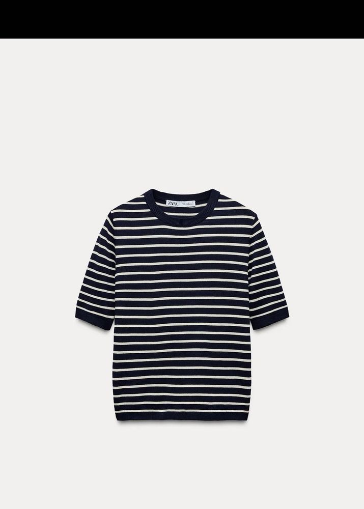 Navy and White Striped Knit Top