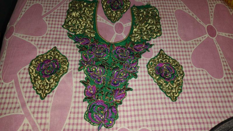 Embroidered Neck Patchwork  unstitched material