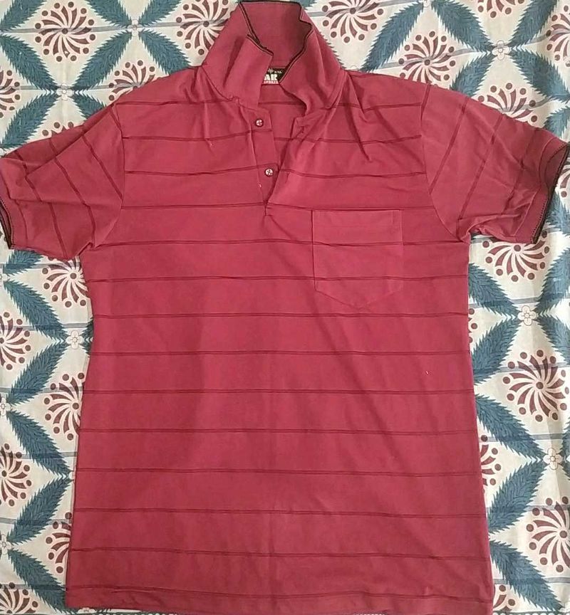 Striped Maroon Polo T-shirt