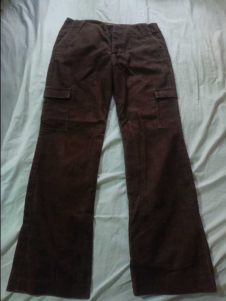 Brown Corduroy Cargo Pants