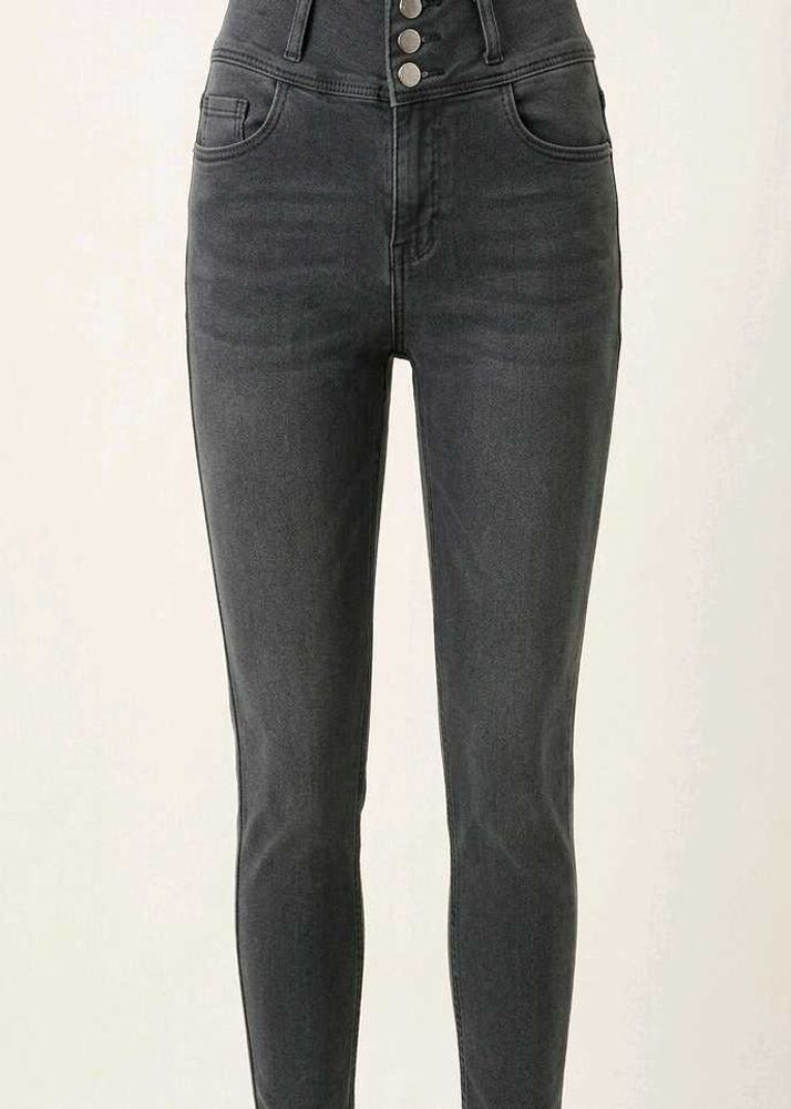 Dark Grey High-Waist Skinny Jeans