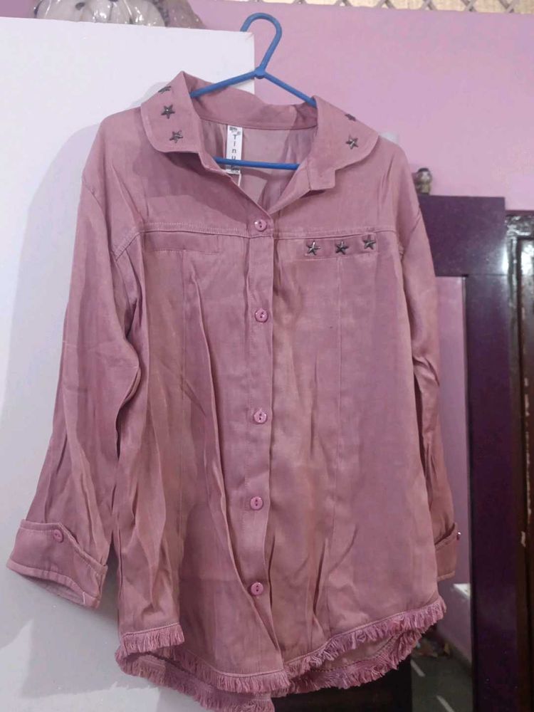 Cute Pink Star Detail Shirt