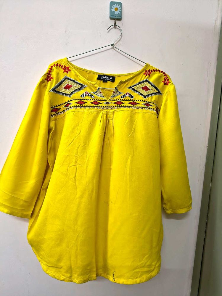 Embroidered Yellow Top