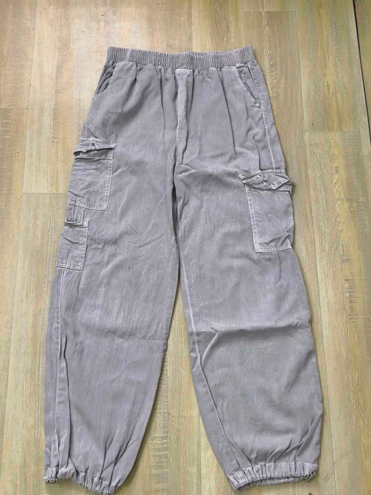 Grey Cargo Jogger Pants