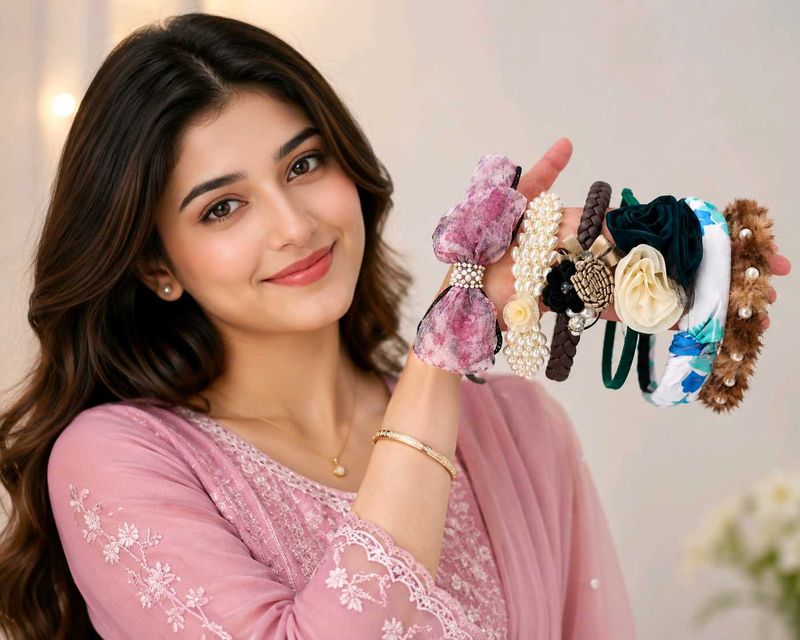 6 Hairband Combo 🌈 Cute Flower &amp; Pearl