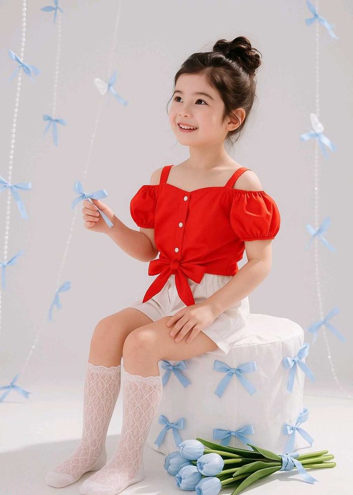 🔴FREE DELIVERY 🔴Cute Red Top For 6 To 8 Years