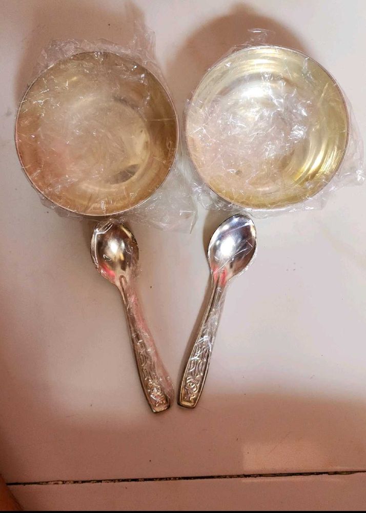 Silver Bowl &amp; Spoon Set (New)