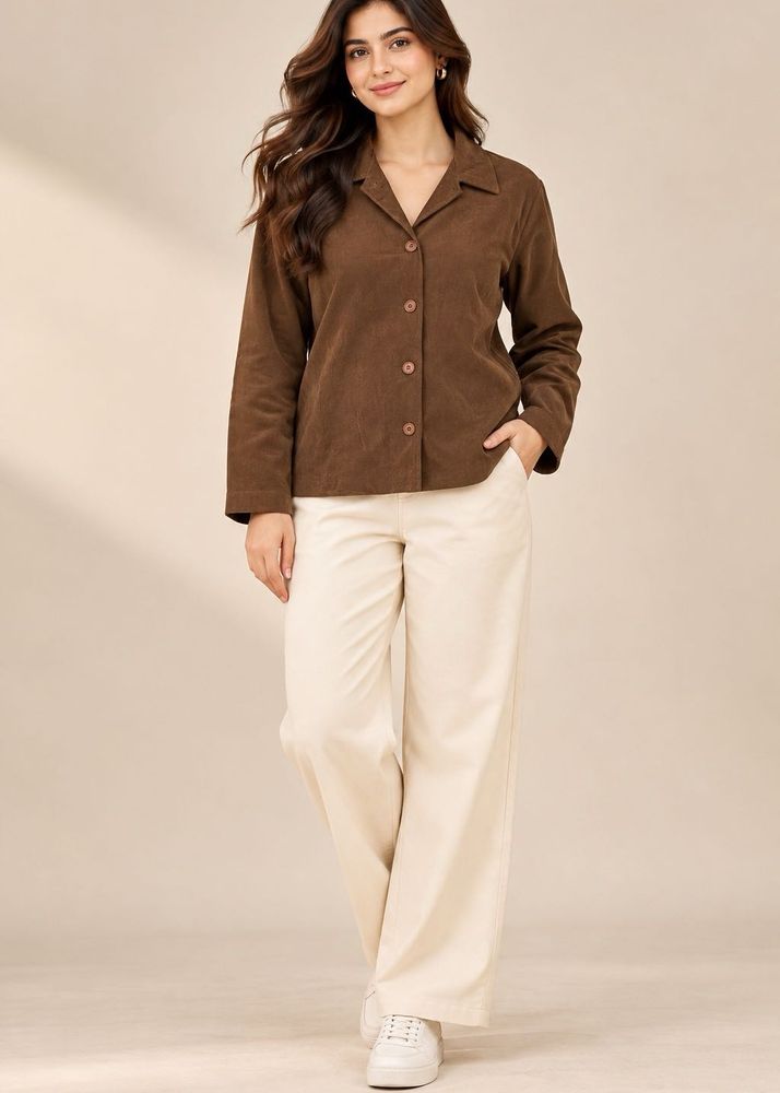 Brown Collared Button-Up Jacket