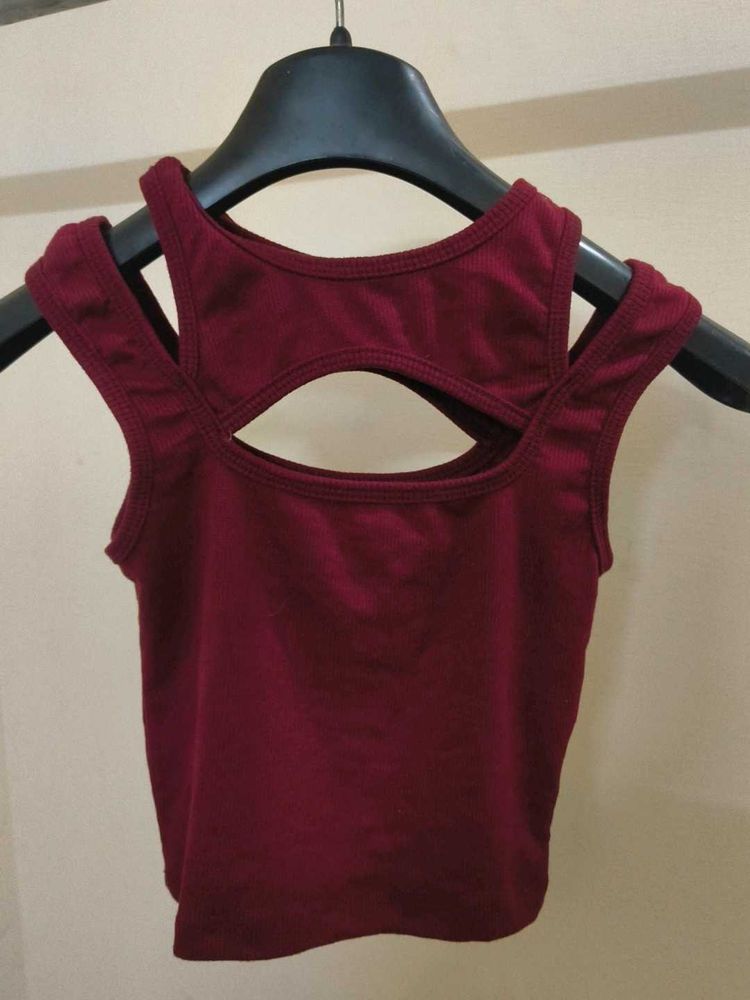 Maroon Cutout Tank Top